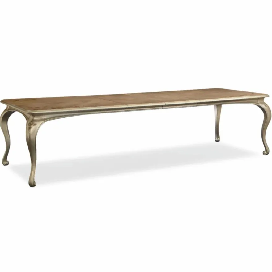 Casa Padrino Luxus Barock Esstisch Braun / Champagner-Gold 213-300 cm - Barock Möbel