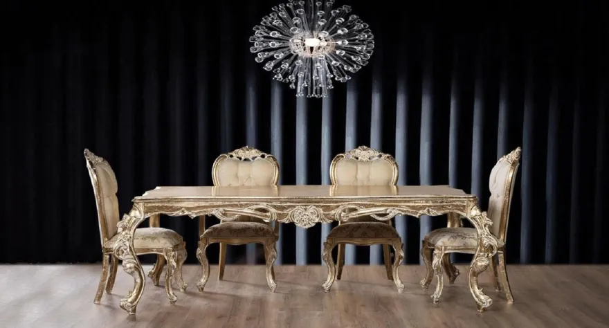Casa Padrino Luxus Barock Esstisch Antik Gold - Handgefertigter Massivholz Esszimmertisch im Barockstil - Prunkvolle Barock Esszimmer Möbel