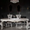 Casa Padrino Luxus Barock Esszimmer Stuhl Set Lila / Beige / Weiß / Gold 57 x 65 x H. 113 cm - Küchen Stühle 6er Set - Prunkvolle Barock Esszimmer Möbel