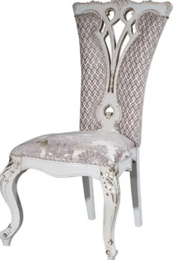 Casa Padrino Luxus Barock Esszimmer Stuhl Set Lila / Beige / Weiß / Gold 57 x 65 x H. 113 cm - Küchen Stühle 6er Set - Prunkvolle Barock Esszimmer Möbel
