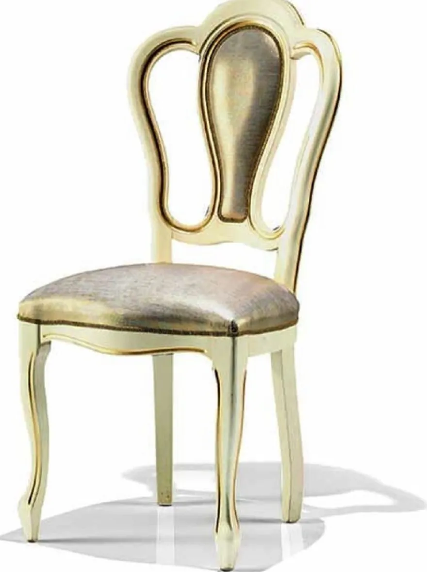 Casa Padrino Luxus Barock Esszimmer Stuhl Silber / Elfenbein / Gold - Made in Italy