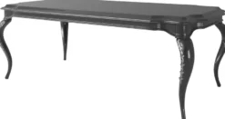 Casa Padrino Luxus Barock Esstisch Schwarz / Silber 220 x 115 x H. 78 cm - Edler Esszimmertisch im Barockstil - Barock Esszimmer Möbel