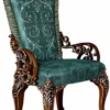 Casa Padrino Luxus Barock Esszimmer Stuhl mit Armlehnen Grün / Braun / Gold - Made in Italy