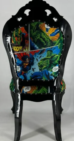 Casa Padrino Luxus Barock Esszimmer Stuhl mit Comic Design Bunt / Schwarz - Barock Essimmer Möbel