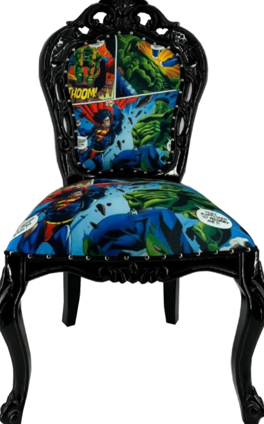 Casa Padrino Luxus Barock Esszimmer Stuhl mit Comic Design Bunt / Schwarz - Barock Essimmer Möbel