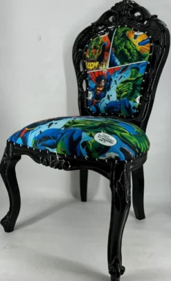 Casa Padrino Luxus Barock Esszimmer Stuhl mit Comic Design Bunt / Schwarz - Barock Essimmer Möbel