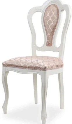 Casa Padrino Luxus Barock Esszimmer Stuhl Rosa / Weiß - Barockstil Massivholz Küchen Stuhl mit elegantem Muster - Prunkvolle Luxus Esszimmer Möbel im Barockstil - Handgefertigte Barock Möbel