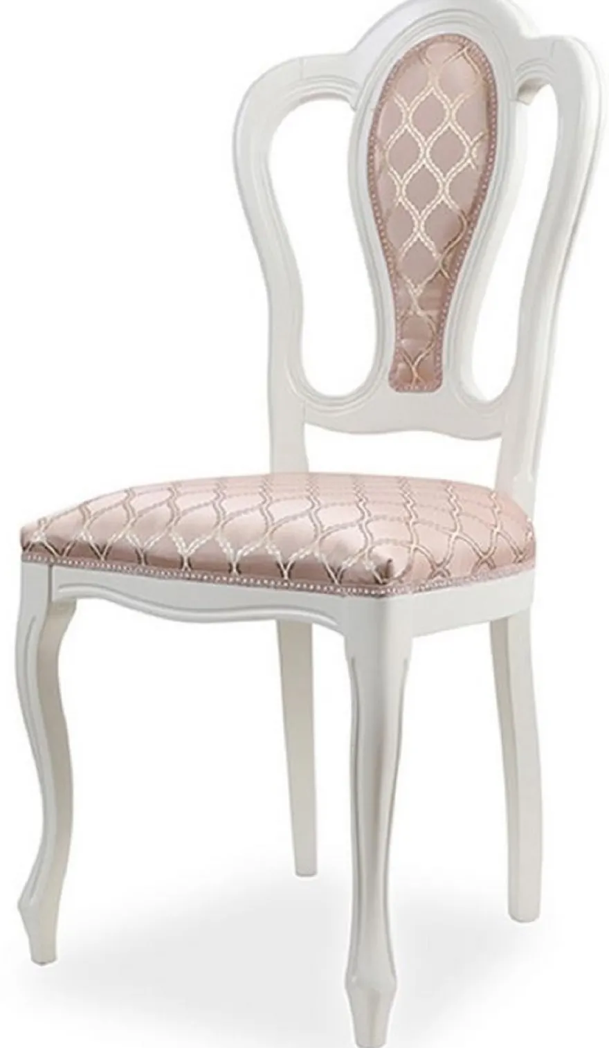 Casa Padrino Luxus Barock Esszimmer Stuhl Rosa / Weiß - Barockstil Massivholz Küchen Stuhl mit elegantem Muster - Prunkvolle Luxus Esszimmer Möbel im Barockstil - Handgefertigte Barock Möbel