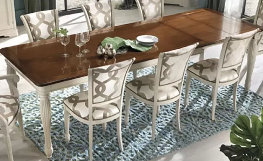 Casa Padrino Luxus Barock Esstisch ausziehbar Braun / Cremeweiß - Made in Italy