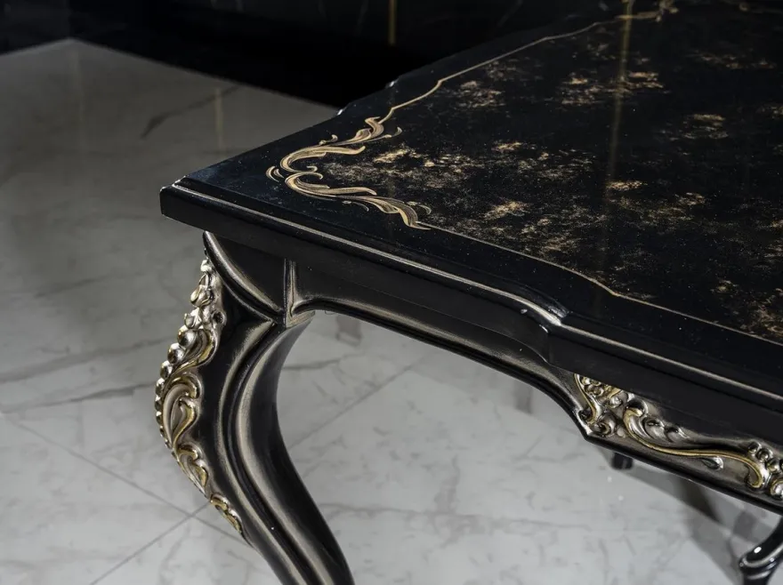 Casa Padrino Luxus Barock Esstisch Schwarz / Gold - Massivholz Esszimmertisch - Barock Esszimmer Möbel - Edel & Prunkvoll