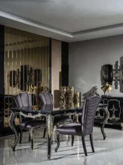 Casa Padrino Luxus Barock Esstisch Schwarz / Gold - Massivholz Esszimmertisch - Barock Esszimmer Möbel - Edel & Prunkvoll