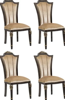 Casa Padrino Luxus Barock Esszimmer Stuhl 4er Set Hellbraun - Barock Möbel