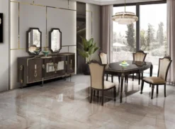 Casa Padrino Luxus Barock Esszimmer Stuhl 4er Set Hellbraun - Barock Möbel