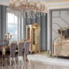 Casa Padrino Luxus Barock Esszimmer Set Blau / Silber - 1 Esstisch & 8 Esszimmerstühle - Prunkvolle Esszimmer Möbel im Barockstil