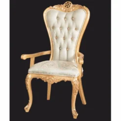 Casa Padrino Luxus Barock Esszimmer Stuhl mit Armlehnen Grün / Gold - Barock Möbel