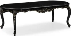 Casa Padrino Luxus Barock Esszimmer Set Creme / Schwarz / Gold - 1 Barock Esstisch & 6 Barock Esszimmerstühle - Luxus Esszimmer Möbel im Barockstil - Prunkvolle Barock Esszimmer Möbel