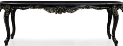 Casa Padrino Luxus Barock Esszimmer Set Creme / Schwarz / Gold - 1 Barock Esstisch & 6 Barock Esszimmerstühle - Luxus Esszimmer Möbel im Barockstil - Prunkvolle Barock Esszimmer Möbel