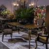 Casa Padrino Luxus Barock Esszimmer Set Silber / Schwarz / Gold - 1 Esstisch & 6 Esszimmerstühle - Prunkvolle Esszimmer Möbel im Barockstil