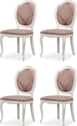 Casa Padrino Luxus Barock Esszimmer Stuhl 4er Set Lila / Beige / Weiß - Barockstil Küchen Stühle - Prunkvolle Luxus Esszimmer Möbel im Barockstil - Edel & Prunkvoll