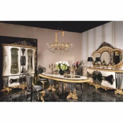 Casa Padrino Luxus Barock Esszimmer Stuhl Schwarz / Gold H. 110 cm - Handgefertigter Barockstil Stuhl - Barock Esszimmer Möbel