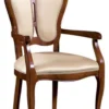 Casa Padrino Luxus Barock Esszimmerstuhl mit Armlehnen Braun / Weiß / Beige 57 x 43 x H. 105 cm - Esszimmermöbel im Barockstil