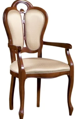 Casa Padrino Luxus Barock Esszimmerstuhl mit Armlehnen Braun / Weiß / Beige 57 x 43 x H. 105 cm - Esszimmermöbel im Barockstil