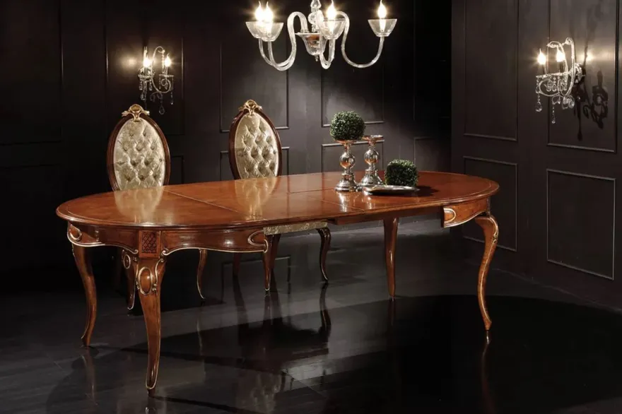 Casa Padrino Luxus Barock Esstisch Braun / Gold - Ausziehbarer Massivholz Esszimmertisch im Barockstil - Barock Esszimmer Möbel - Luxus Qualität - Made in Italy