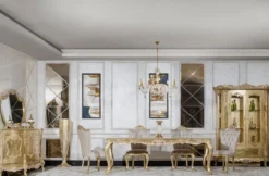 Casa Padrino Luxus Barock Esszimmer Stuhl 4er Set Grau / Gold - Prunkvolle Barockstil Küchen Stühle - Luxus Esszimmer Möbel im Barockstil - Barock Esszimmer Möbel - Barockstil Möbel