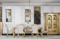 Casa Padrino Luxus Barock Esszimmer Stuhl 4er Set Grau / Gold - Prunkvolle Barockstil Küchen Stühle - Luxus Esszimmer Möbel im Barockstil - Barock Esszimmer Möbel - Barockstil Möbel