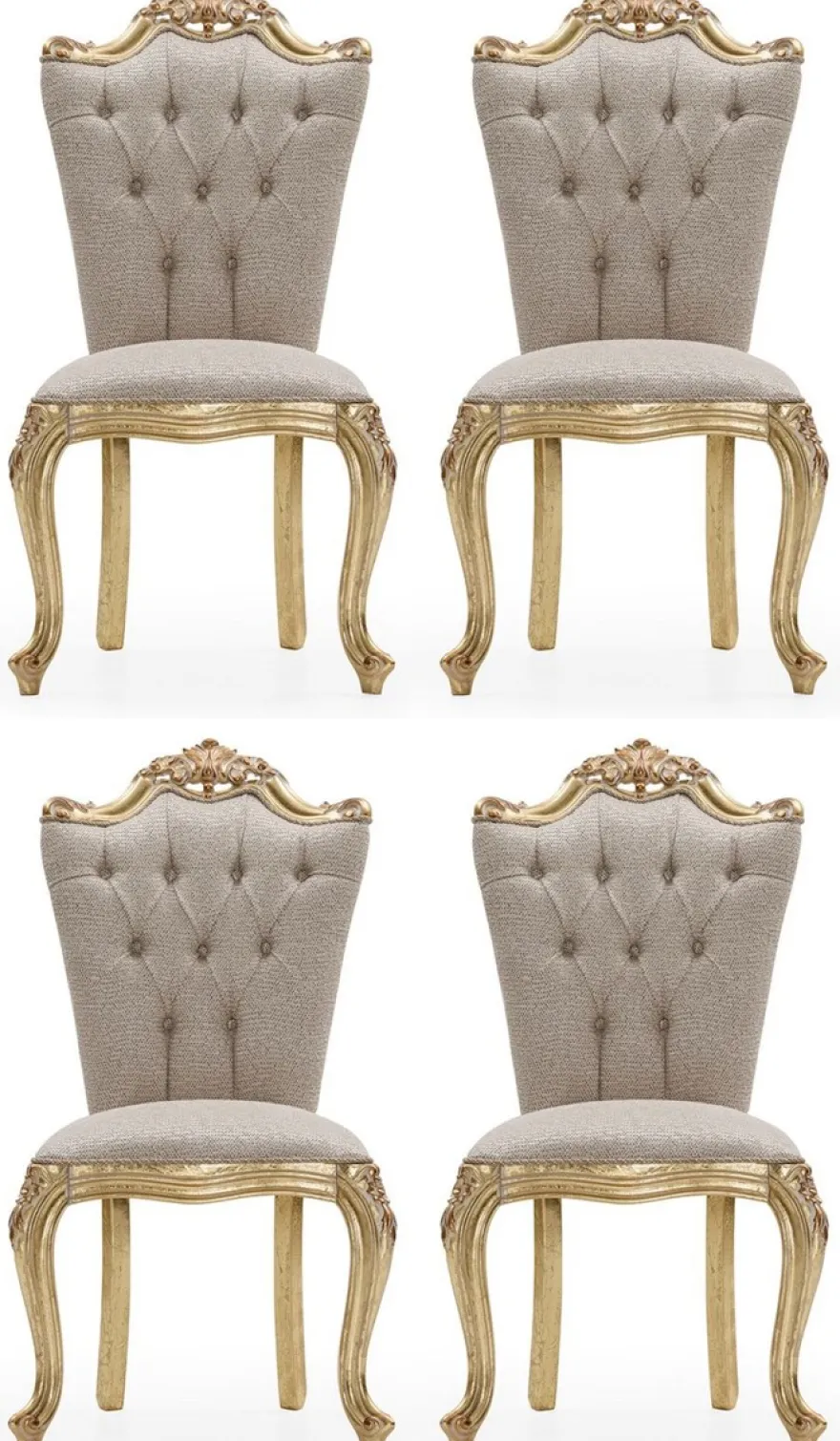 Casa Padrino Luxus Barock Esszimmer Stuhl 4er Set Grau / Gold - Prunkvolle Barockstil Küchen Stühle - Luxus Esszimmer Möbel im Barockstil - Barock Esszimmer Möbel - Barockstil Möbel