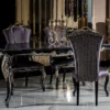 Casa Padrino Luxus Barock Esszimmer Set Lila / Schwarz / Gold - 1 Esstisch & 6 Esszimmerstühle - Barock Esszimmer Möbel - Edel & Prunkvoll