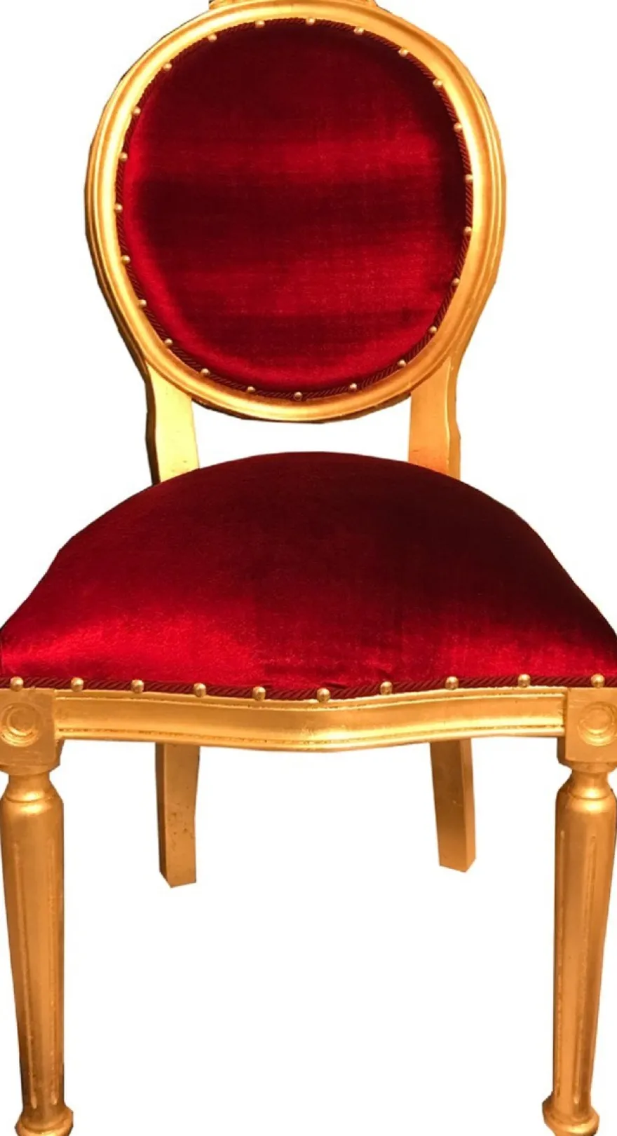 Casa Padrino Luxus Barock Esszimmer Set Medaillon Bordeauxrot / Gold 50 x 52 x H. 99 cm - 6 handgefertigte Esszimmerstühle - Barock Esszimmermöbel