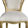Casa Padrino Luxus Barock Esszimmer Stuhl Creme Lederoptik / Gold - Designer Stuhl - Luxus Qualität