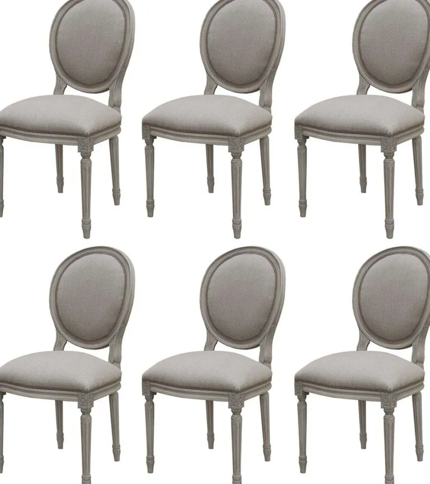 Casa Padrino Luxus Barock Esszimmer Stuhl Set Medaillon Grau 48 x 50 x H. 95 cm - Handgefertigte Esszimmerstühle im Barockstil - Barock Esszimmer Möbel - Luxus Qualität