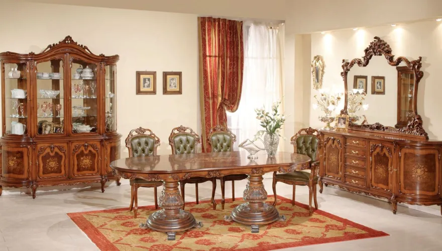 Casa Padrino Luxus Barock Esszimmer Set Grün / Braun - 1 Ovaler Barock Esstisch & 8 Barock Esszimmerstühle - Luxus Esszimmer Möbel im Barockstil - Barock Möbel - Luxus Qualität - Made in Italy