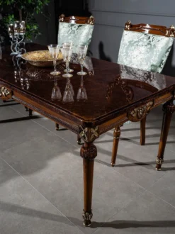 Casa Padrino Luxus Barock Esstisch Braun 194 x 94 x H. 77 cm - Massivholz Esszimmertisch - Küchentisch - Esszimmer Möbel im Barockstil