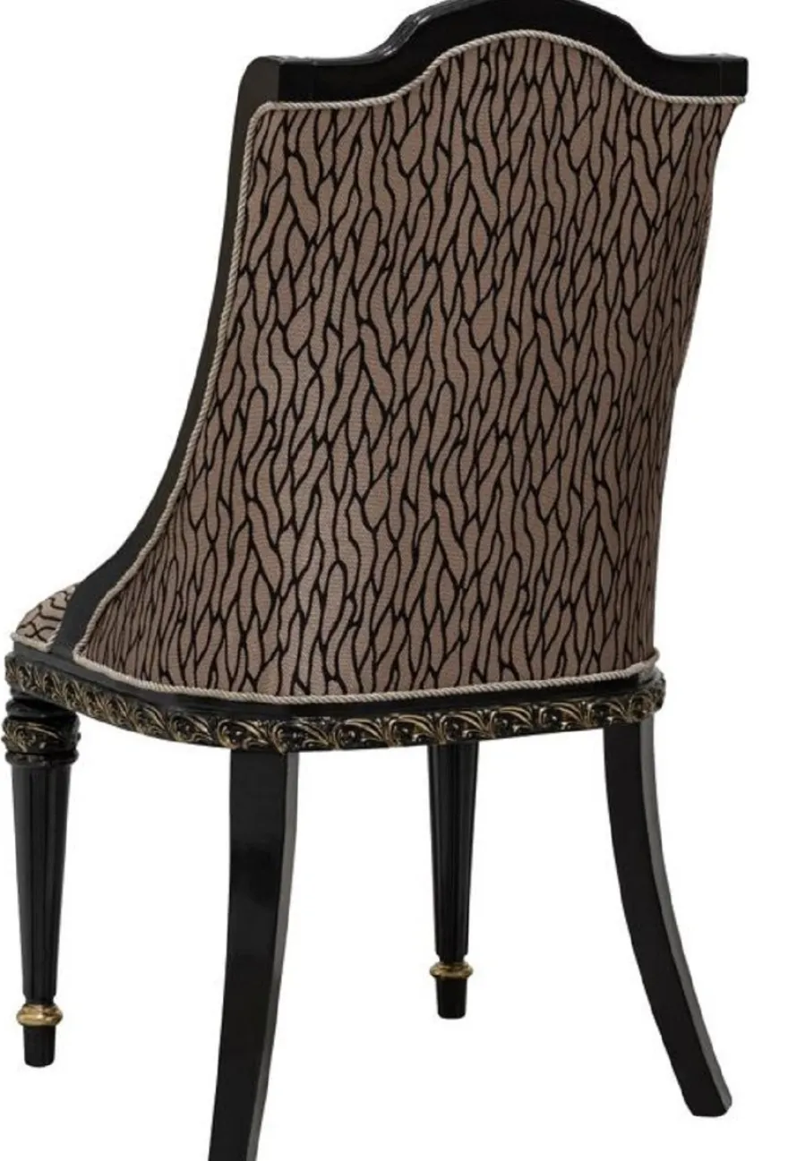 Casa Padrino Luxus Barock Esszimmer Stuhl 8er Set Silber Muster / Schwarz / Gold - Prunkvolle Barockstil Küchen Stühle - Luxus Barockstil Esszimmer Möbel - Barock Esszimmer Möbel - Barockstil Möbel