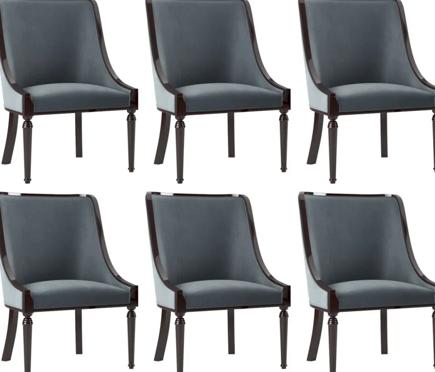 Casa Padrino Luxus Barock Esszimmer Stuhl Set Grau / Dunkelbraun Hochglanz 50 x 50 x H. 92 cm - Edles Küchen Stühle 6er Set - Barock Esszimmer Möbel