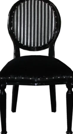 Casa Padrino Luxus Barock Esszimmer Set Medaillon Schwarz / Silber 50 x 52 x H. 99 cm - 6 handgefertigte Esszimmerstühle - Barock Esszimmermöbel