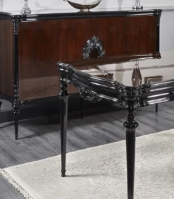 Casa Padrino Luxus Barock Esszimmer Set Silbergrau / Schwarz - 1 Barock Esstisch & 6 Barock Esszimmerstühle