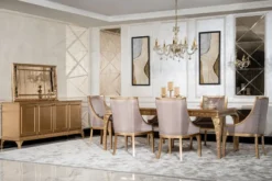 Casa Padrino Luxus Barock Esstisch Gold - Rechteckiger Barockstil Küchentisch - Luxus Esszimmer Möbel im Barockstil - Barock Esszimmer Möbel - Barock Einrichtung