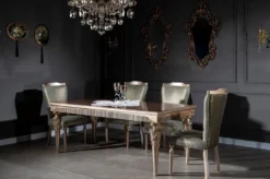 Casa Padrino Luxus Barock Esszimmerstuhl Grün / Silber / Kupfer / Gold - Handgefertigter Massivholz Küchenstuhl - Esszimmer Möbel im Barockstil