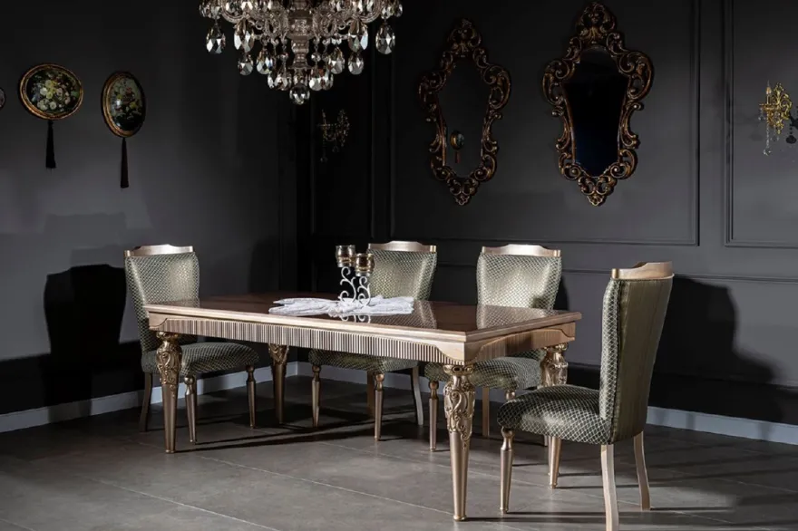Casa Padrino Luxus Barock Esszimmerstuhl Grün / Silber / Kupfer / Gold - Handgefertigter Massivholz Küchenstuhl - Esszimmer Möbel im Barockstil