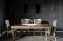 Casa Padrino Luxus Barock Esszimmerstuhl Grün / Silber / Kupfer / Gold - Handgefertigter Massivholz Küchenstuhl - Esszimmer Möbel im Barockstil