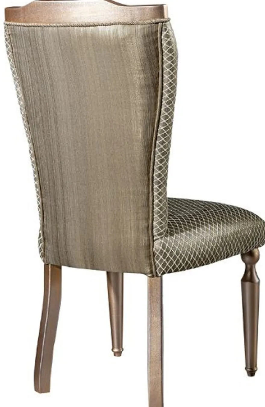Casa Padrino Luxus Barock Esszimmerstuhl Grün / Silber / Kupfer / Gold - Handgefertigter Massivholz Küchenstuhl - Esszimmer Möbel im Barockstil