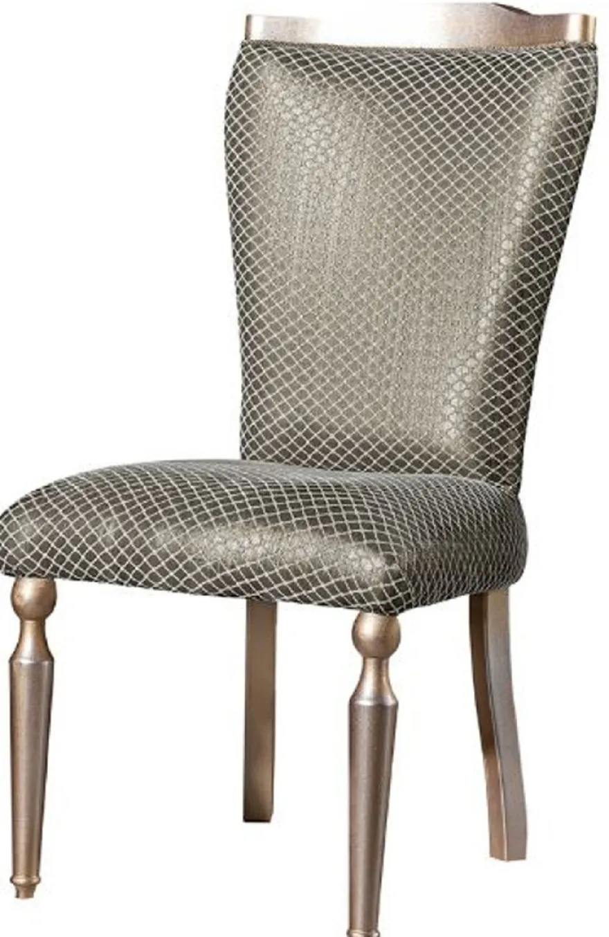 Casa Padrino Luxus Barock Esszimmerstuhl Grün / Silber / Kupfer / Gold - Handgefertigter Massivholz Küchenstuhl - Esszimmer Möbel im Barockstil