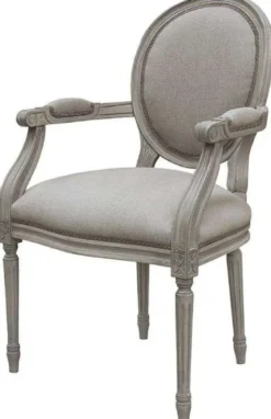 Casa Padrino Luxus Barock Esszimmer Stuhl Set Medaillon Grau 57 x 50 x H. 95 cm - Handgefertigte Esszimmerstühle mit Armlehnen im Barockstil - Barock Esszimmer Möbel - Luxus Qualität