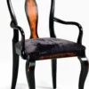 Casa Padrino Luxus Barock Esszimmer Stuhl mit Armlehnen Schwarz / Braun - Made in Italy