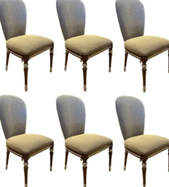 Casa Padrino Luxus Barock Esszimmer Stuhl Set Grau / Braun / Silber 52 x 55 x H. 100 cm - Barock Küchen Stühle 6er Set - Esszimmer Möbel im Barockstil