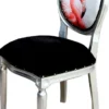 Casa Padrino Luxus Barock Esszimmer Set Flamingo mit Krone Schwarz / Mehrfarbig / Silber 48 x 50 x H. 98 cm - 4 handgefertigte Esszimmerstühle mit Bling Bling Glitzersteinen - Barock Esszimmermöbel